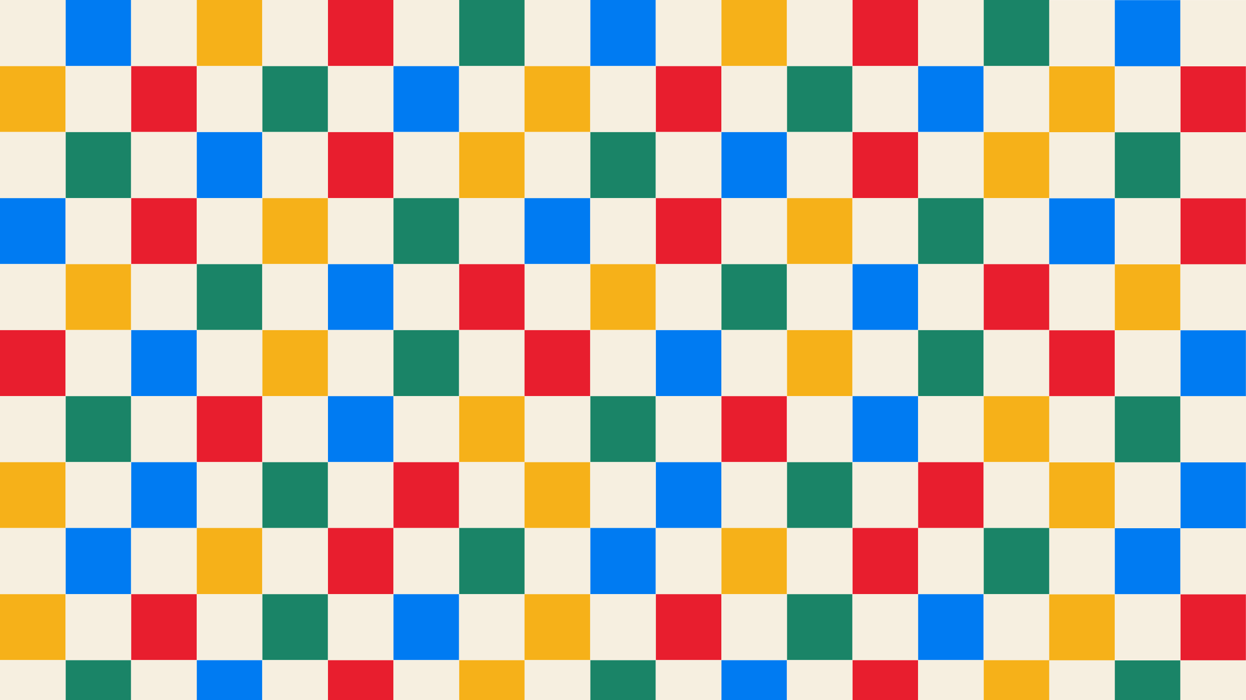 A repeating multicolor checkered pattern made of small squares in red, blue, green, yellow, and white, filling the entire frame.